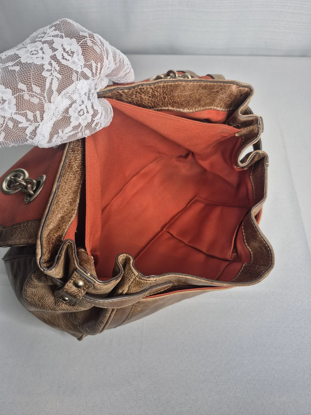 Banana Republic Vintage-Style Brown Leather Chain Shoulder Bag